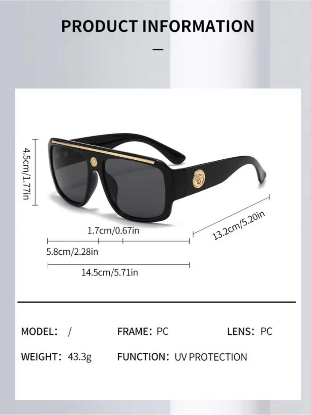 LUXURY LOOK Square Women’s Sun Glasses Eyewear lions head - Picture 3 of 8